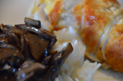 stuffed chicken breast rollatini with rice and mushrooms