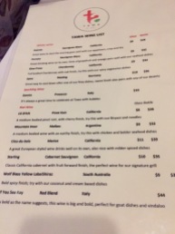 Tawa Restaurant wine List