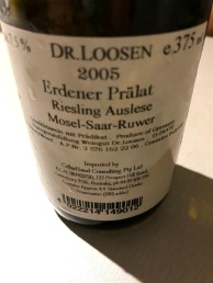 Dr Loosen Erdener Pralat Auslese Back label